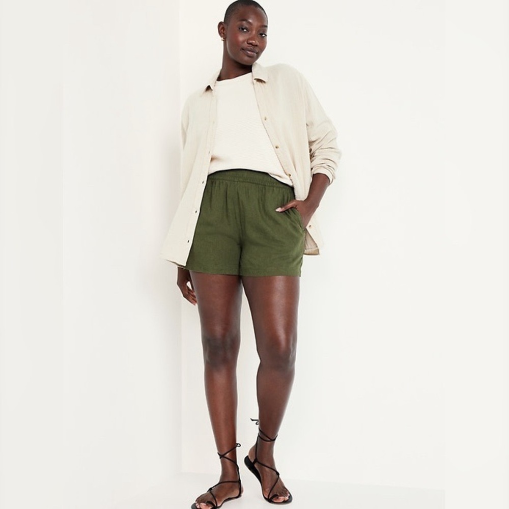 Old Navy High-Waisted Linen-Blend Pull-On Shorts -- 3.5” inseam XL NWT - Picture 2 of 7